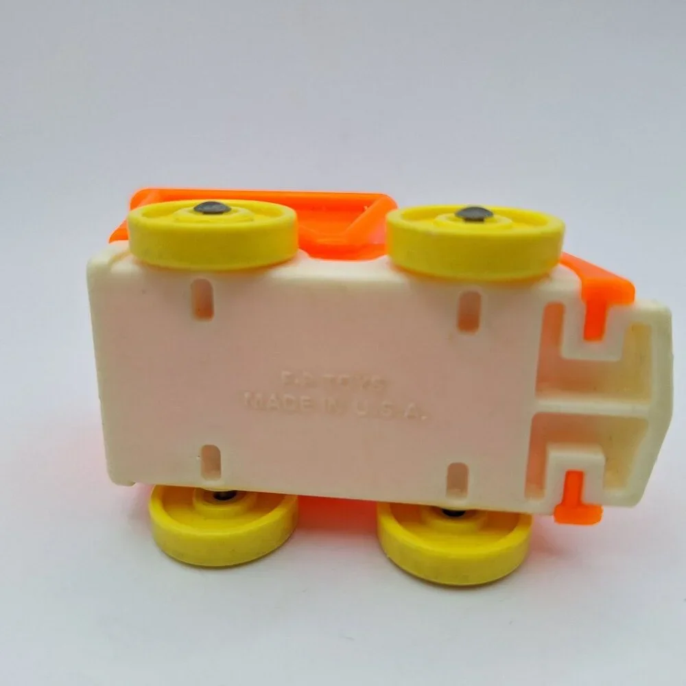 Fischer Price Truck Airplane Plastic USA Orange Blue Toddler Toy Vehicle Vintage